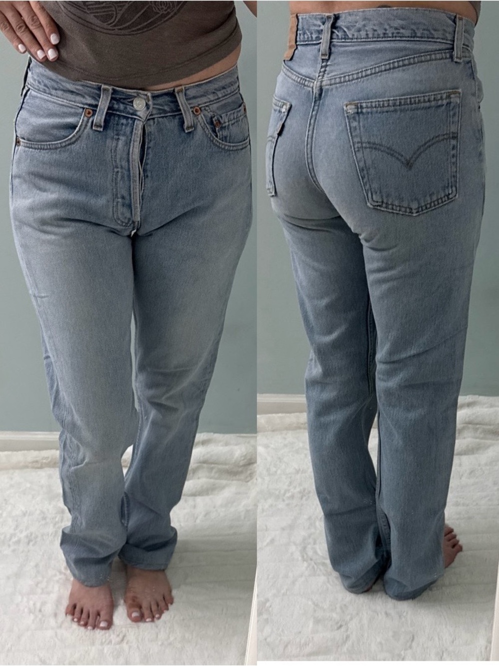 Vintage Levis 501 Jeans Faded Blue Student Fit Size 24 25